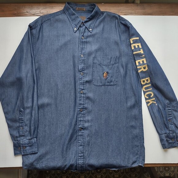 Pendleton Rodeo Wear Denim Shirt Western Horse Button Up  Large-Long - Picture 4 of 8